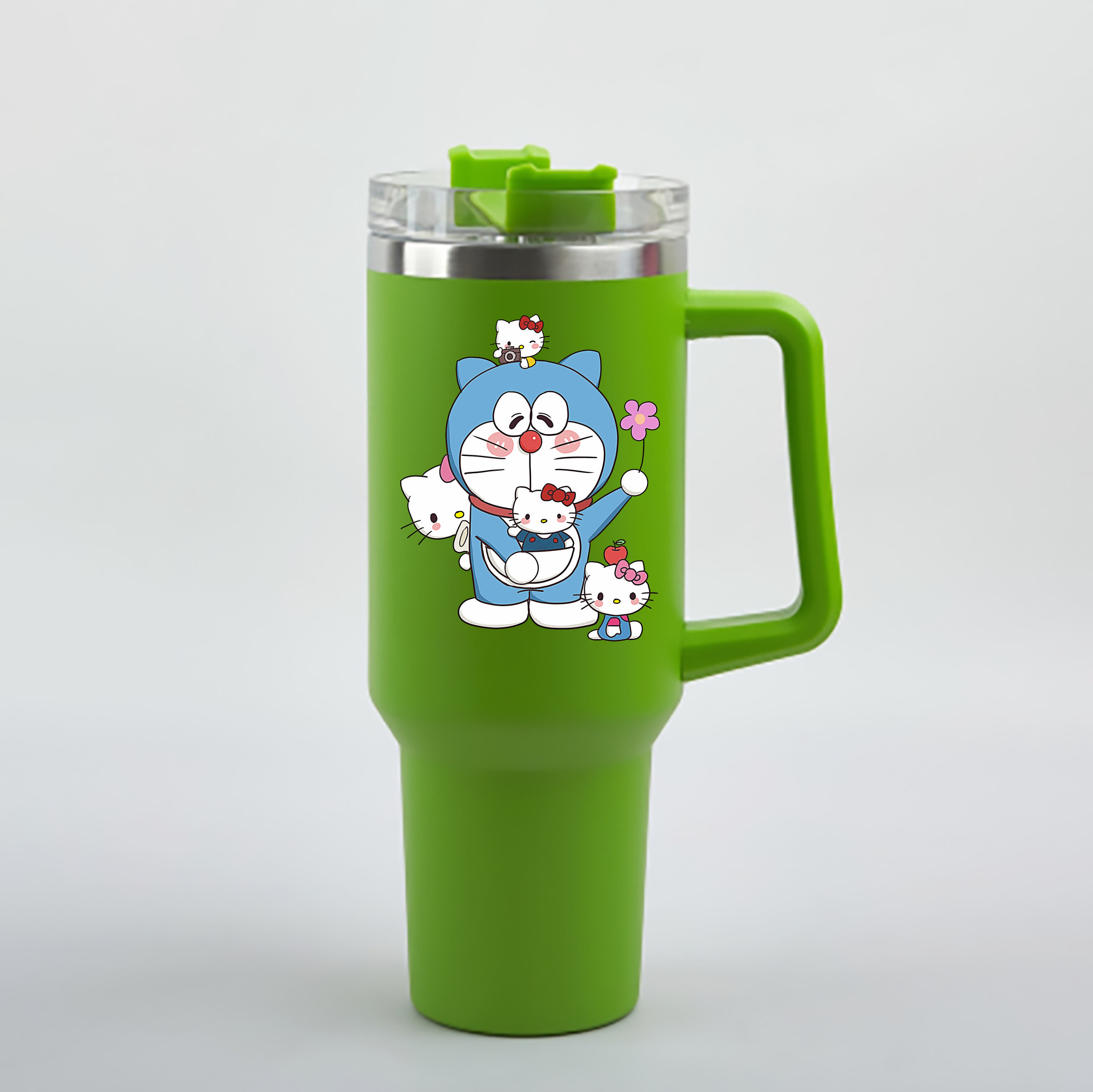 （画像用） ドラえもん Doraemon 1200mL車用タンブラー - クリスタルステッカー（プラスチックストロー付き）